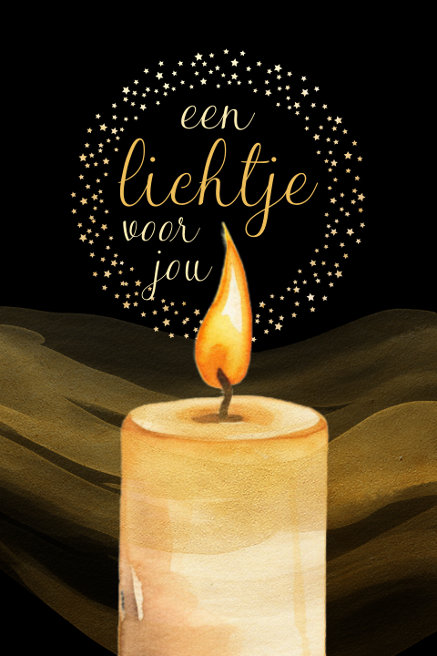 Christelijke kerstkaart een lichtje voor jou met kaarsje
