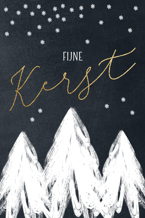 Ludieke kerstkaart kerstbomen krijt