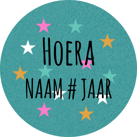 Sluitzegel sticker zelf maken naam leeftijd groen sterren