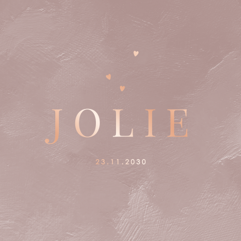 Chique geboortekaartje voor meisje roze taupe met roséfolie