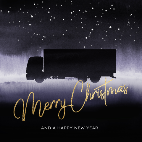 Zakelijke kerstkaart transport bedrijf vrachtwagen