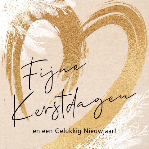 Lief kerstkaartje goud hart