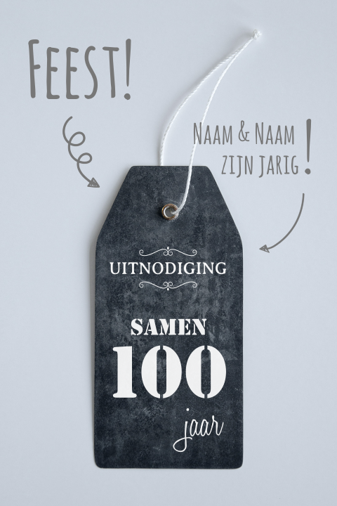 Verjaardag uitnodiging samen 100 label