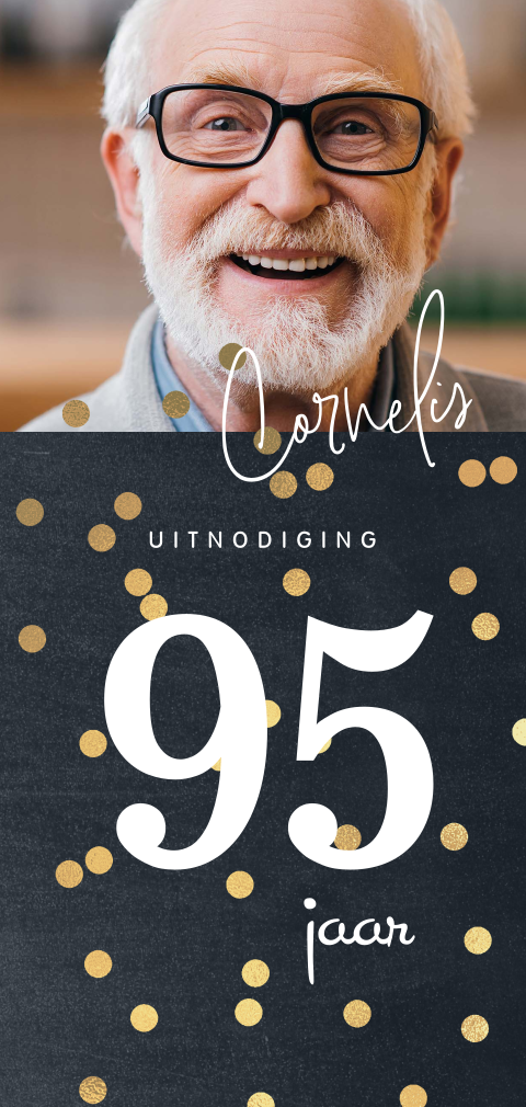 Uitnodiging 95 jaar verjaardag met foto