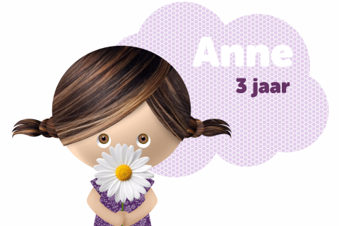 Uitnodiging verjaardagsfeestje meisje paars 3 jaar