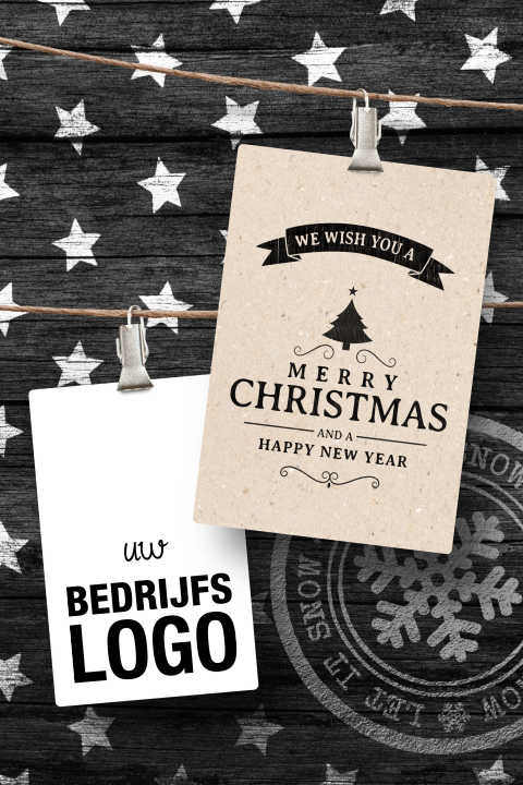 Zwart witte zakelijke kerstkaart met logo
