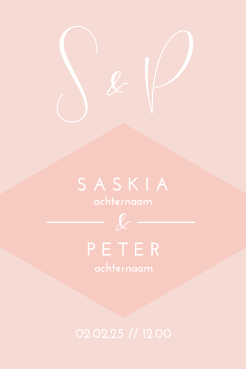 Moderne roze trouwkaart geometrisch