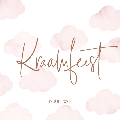 Uitnodiging kraamfeest wolken