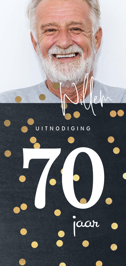 Uitnodiging 70 jaar verjaardag met foto