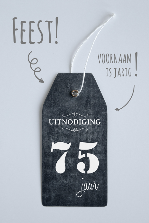 Verjaardag uitnodiging label 75 jaar