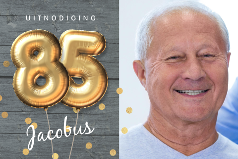 Uitnodiging verjaardag 85 jaar ballonnen eigen foto