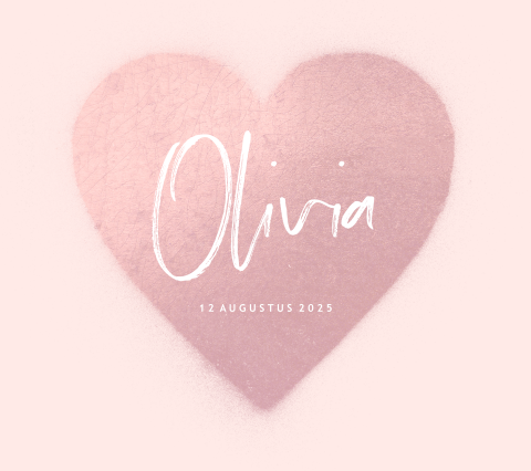 Geboortekaartje hart roze Belgisch vierkant