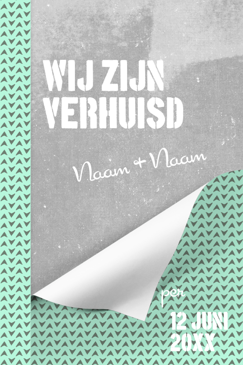 Verhuiskaart groen behang patroon beton
