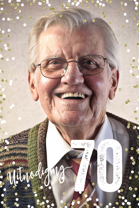 Uitnodiging verjaardag met foto voor 70 jaar (enkel)
