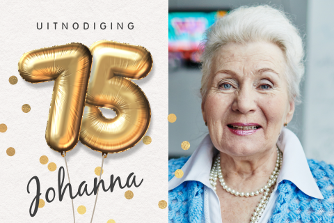 Uitnodigingen 75 jaar foto feestelijk verjaardag man of vrouw