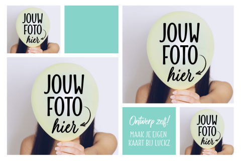 Collage kaart 5 foto's mintgroen