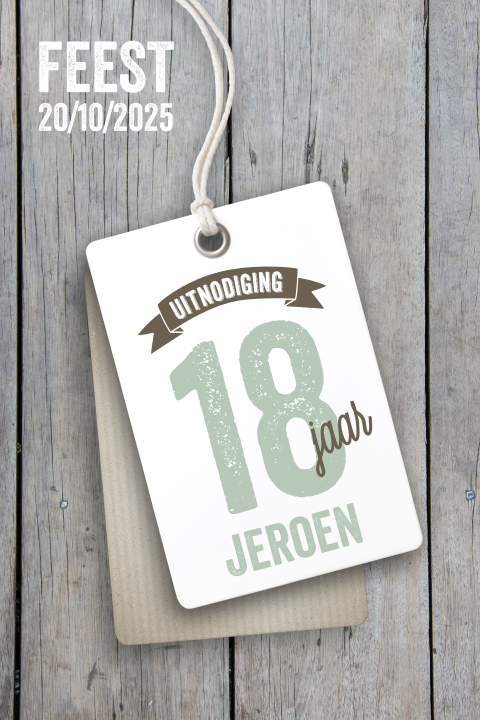 18 jaar uitnodiging verjaardag kaart hout