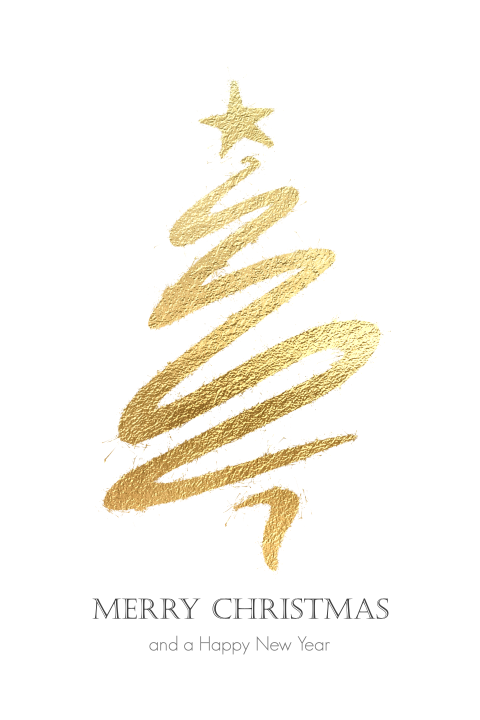 Moderne witte kerstkaart gouden kerstboom