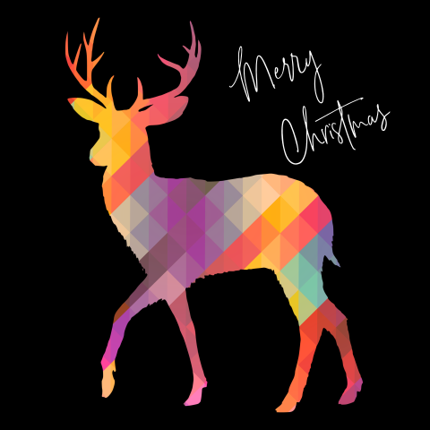 Kerstkaart rendier geometrisch design
