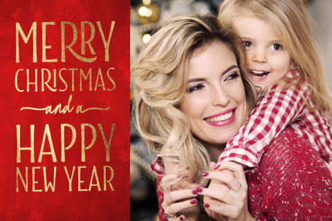 Vrolijke rode kerstkaart van foto ontwerpen