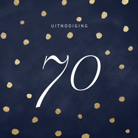 Mooie uitnodiging verjaardag 70 jaar donker blauw goud