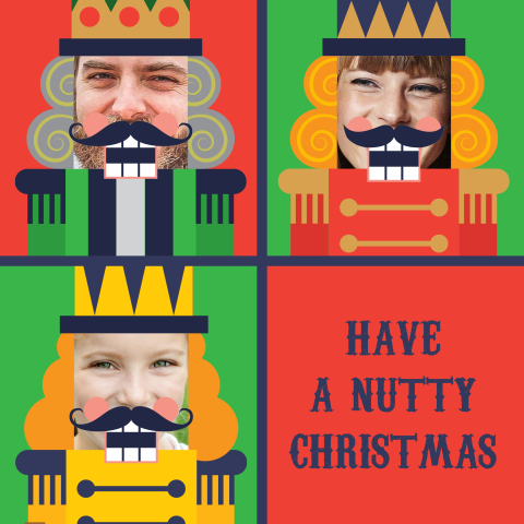 Unieke kerstkaart eigen foto in notenkrakers