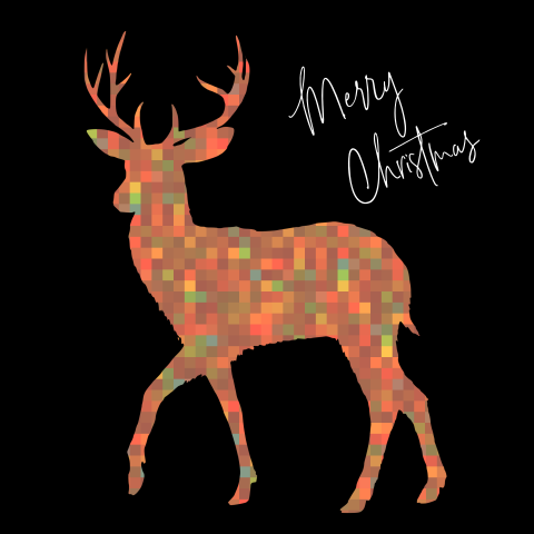 Design Kerstkaart rendier geometrisch pixel