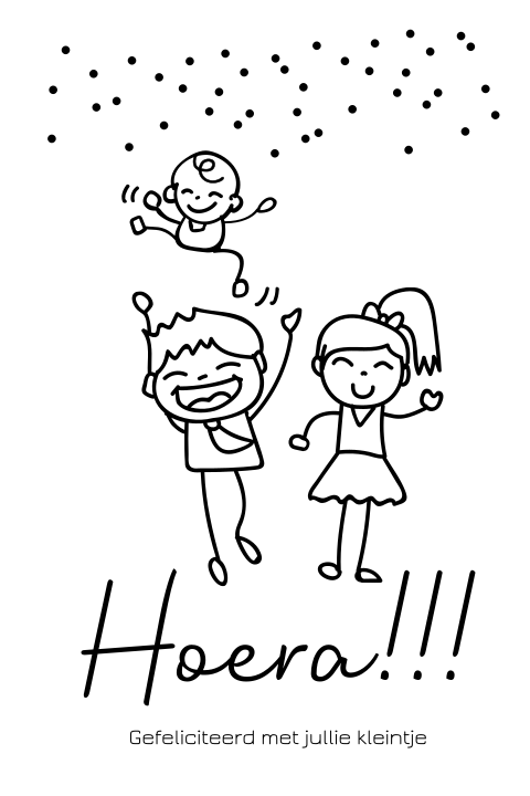 Felicitatiekaart geboren baby vrolijke illustratie