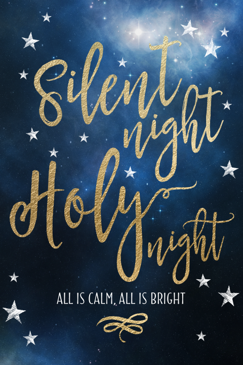 Chique kerstkaart Silent Night Holy Night