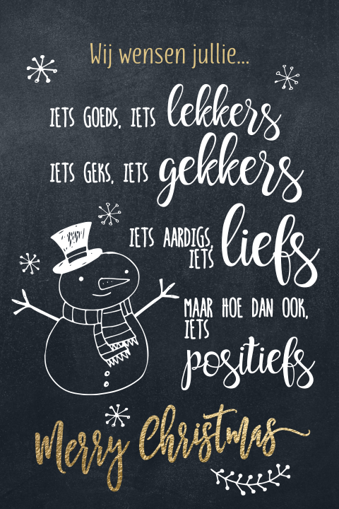 Vrolijke kerstwens kerstkaart sneeuwpop