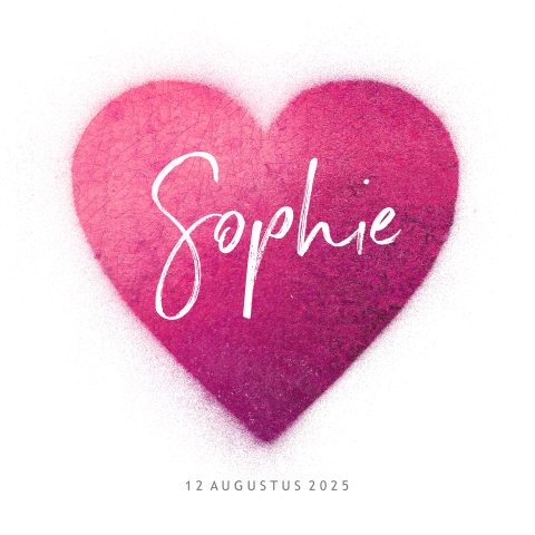 Geboortekaartje hart roze airbrush