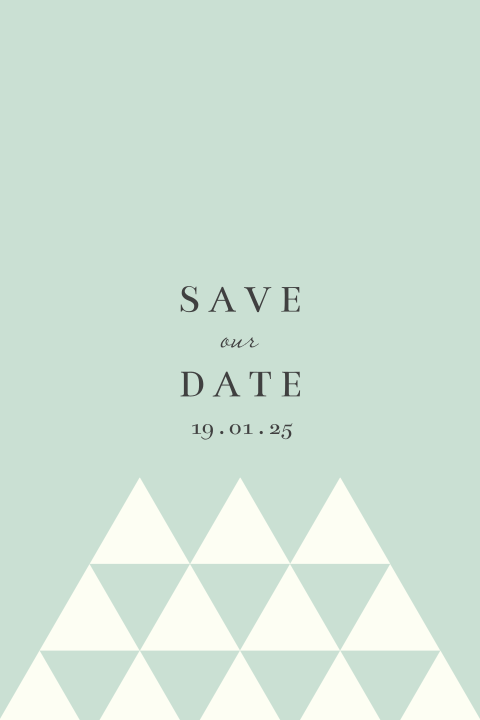 Save the Date kaart geometrische driehoekjes mint groen
