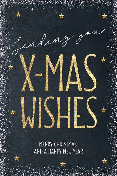 Warme kerstkaart X-mas wishes