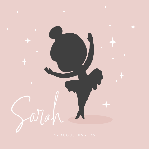Silhouet geboortekaartje meisje dansende ballerina