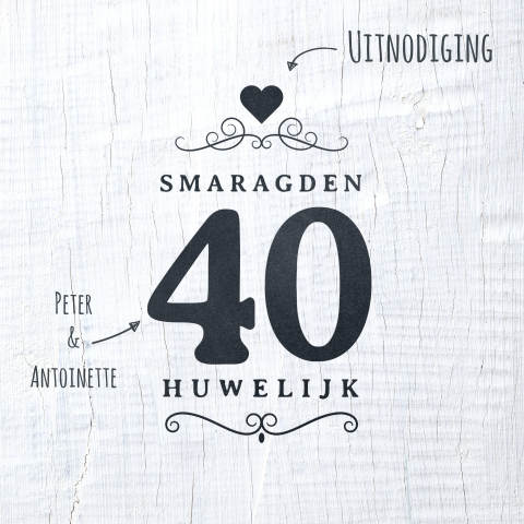 40 jaar jubileum uitnodiging krijtbord hout label