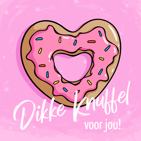 Dikke knuffel kaart roze donut hart kawaii stijl