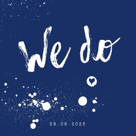 Trouwkaart donker blauw spetters maken