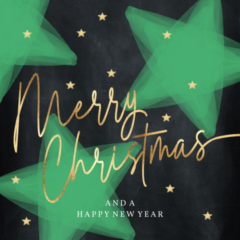 Mooie kerstkaarten met groene sterren