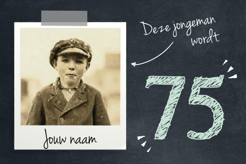 Uitnodiging met foto van vroeger 75 jaar