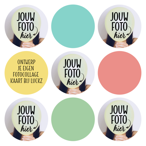Fotokaart collage van 5 foto cirkels