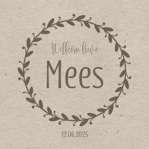 Vintage geboortekaartje karton typografie