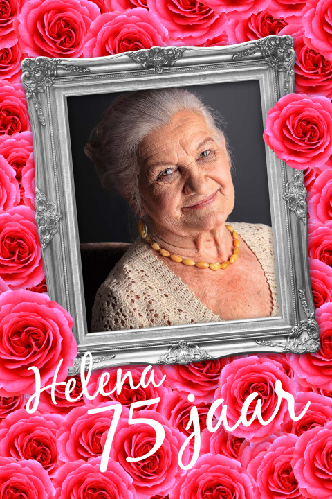 Uitnodiging 75 jaar verjaardag roze rozen