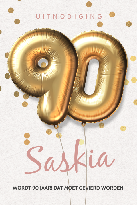 Uitnodigingen 90 jaar gouden ballonnen verjaardagsfeest
