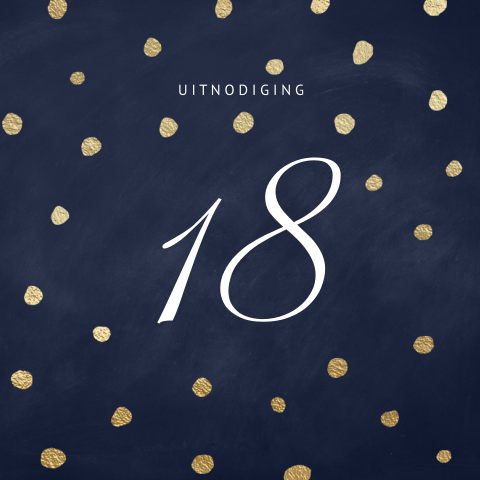 Mooie uitnodigingskaart verjaardag 18 jaar donker blauw goud