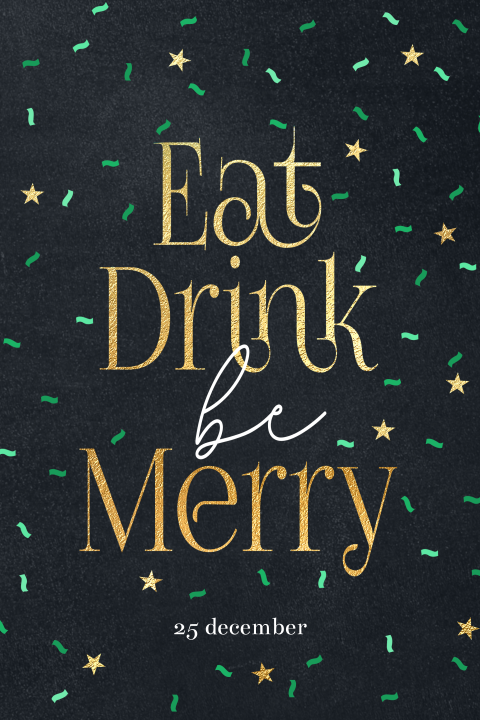 Feestelijke kerst menukaarten Eat Drink be Merry