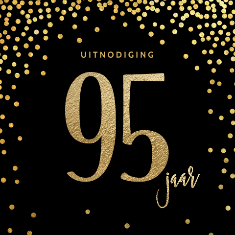 Elegante 95 jaar verjaardag uitnodiging zwart goud