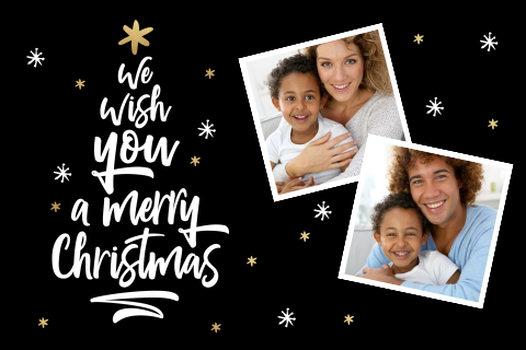 Bijzondere kerstkaart met twee foto's en tekst kerstboom