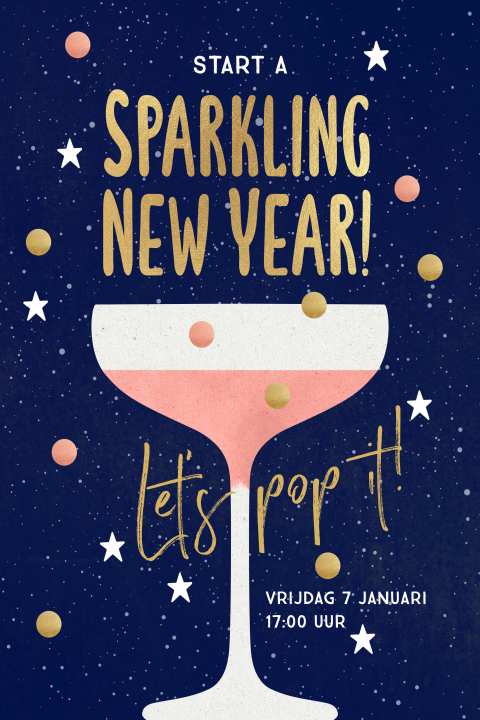 Uitnodiging nieuwjaarsborrel champange nieuwjaarsuitnodiging