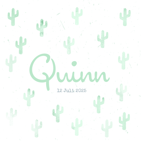 Geboortekaartje groen cactus