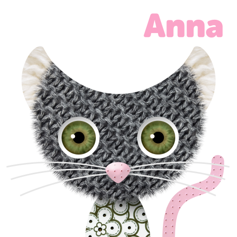 Geboortekaartje poes blauw roze